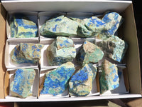 Natural Azurite & Malachite On Dolomite Specimens  x 12 From Kaokoveld, Namibia - Toprock Gemstones and Minerals 