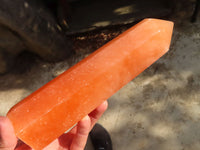 Polished Orange Twist Calcite Towers x 2 From Maevantanana, Madagascar