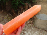 Polished Orange Twist Calcite Towers x 2 From Maevantanana, Madagascar