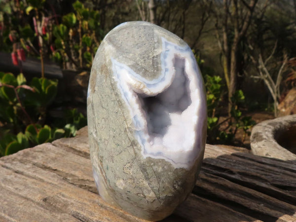 Polished Blue Lace Agate Standing Free Form x 1 From Nsanje, Malawi