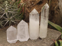 Polished Clear Quartz Crystal Points x 4 From Madagascar - TopRock