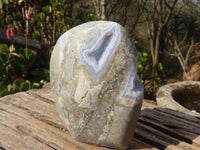 Polished Blue Lace Agate Standing Free Form x 1 From Nsanje, Malawi