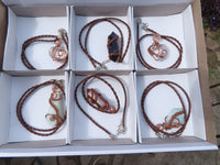 Polished Mixed Jewellery Free Forms With Copper Art Wire Pendants x 6 From Southern Africa - TopRock