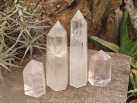 Polished Clear Quartz Crystal Points x 4 From Madagascar - TopRock