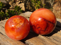 Polished Small Carnelian Agate Spheres  x 6 From Madagascar