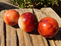 Polished Small Carnelian Agate Spheres  x 6 From Madagascar