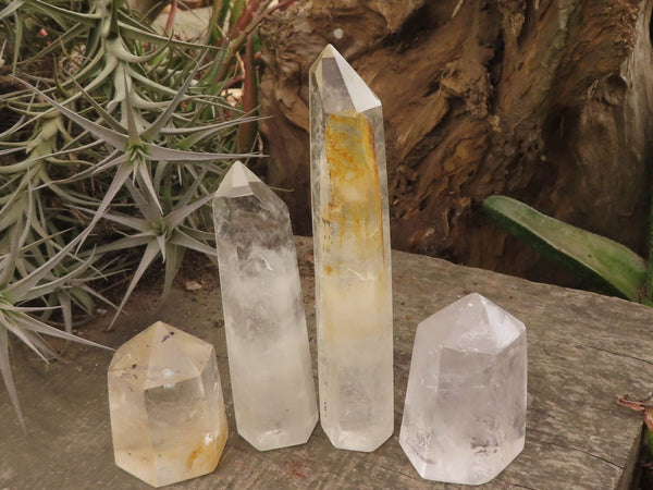 Polished Clear Quartz Crystal Points x 4 From Madagascar - TopRock