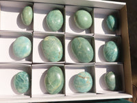 Polished Blue Amazonite Palm Stones  x 12 From Ambositra, Madagascar - Toprock Gemstones and Minerals 