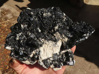 Natural Schorl Black Tourmaline Specimen With Hyalite Opal x 1 From Erongo, Namibia