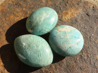 Polished Blue Amazonite Palm Stones  x 12 From Ambositra, Madagascar - Toprock Gemstones and Minerals 