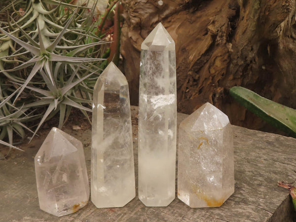 Polished Clear Quartz Crystal Points x 4 From Madagascar - TopRock