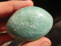 Polished Blue Amazonite Palm Stones  x 12 From Ambositra, Madagascar - Toprock Gemstones and Minerals 