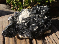 Natural Schorl Black Tourmaline Specimen With Hyalite Opal x 1 From Erongo, Namibia