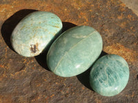 Polished Blue Amazonite Palm Stones  x 12 From Ambositra, Madagascar - Toprock Gemstones and Minerals 