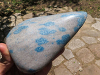 Polished Blue Spotted Spinel Quartz Standing Leaf Sculptures x 2 From Madagascar - TopRock