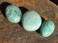 Polished Blue Amazonite Palm Stones  x 12 From Ambositra, Madagascar - Toprock Gemstones and Minerals 