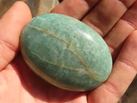 Polished Blue Amazonite Palm Stones  x 12 From Ambositra, Madagascar - Toprock Gemstones and Minerals 