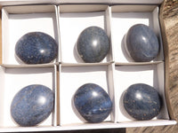 Polished Blue Lazulite Palm Stones  x 6 From Madagascar - TopRock