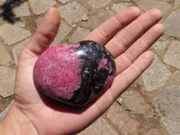 Polished Pink & Black Rhodonite Hearts  x 3 From Ambindavato, Madagascar - TopRock