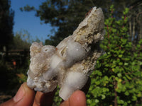 Natural Drusy Quartz Coated Fluorescent Peach Calcite Crystal Specimens  x 12 From Alberts Mountain, Lesotho - Toprock Gemstones and Minerals 