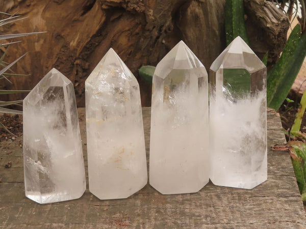 Polished Clear Quartz Crystal Points x 4 From Madagascar - TopRock