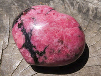 Polished Pink & Black Rhodonite Hearts  x 3 From Ambindavato, Madagascar - TopRock