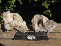 Natural Drusy Quartz Coated Fluorescent Peach Calcite Crystal Specimens  x 12 From Alberts Mountain, Lesotho - Toprock Gemstones and Minerals 