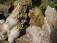 Natural Drusy Quartz Coated Fluorescent Peach Calcite Crystal Specimens  x 12 From Alberts Mountain, Lesotho - Toprock Gemstones and Minerals 