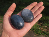 Polished Blue Lazulite Palm Stones x 12 From Madagascar - TopRock