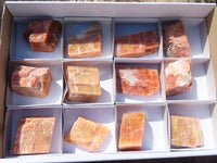 Natural New Sunset Orange Calcite Specimens  x 12 From Spitzkop, Namibia