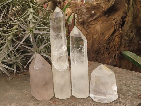 Polished Clear Quartz Crystal Points x 4 From Madagascar - TopRock