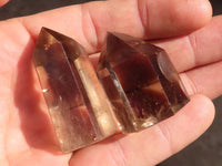 Polished Wispy Phantom Smokey Quartz Points x 12 From Madagascar