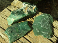 Natural Emerald Mtorolite Chrysoprase Plates  x 3 From Zimbabwe