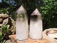 Polished Wispy Phantom Smokey Quartz Points  x 3 From Madagascar - TopRock