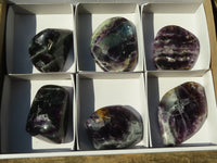 Polished Semi Translucent Watermelon Fluorite Free Forms  x 6 From Uis, Namibia - Toprock Gemstones and Minerals 