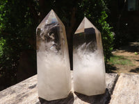 Polished Wispy Phantom Smokey Quartz Points  x 3 From Madagascar - TopRock