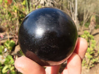 Polished Schorl Black Tourmaline Spheres x 3 From Madagascar