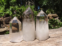 Polished Wispy Phantom Smokey Quartz Points  x 3 From Madagascar - TopRock