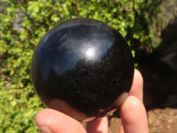 Polished Schorl Black Tourmaline Spheres x 3 From Madagascar