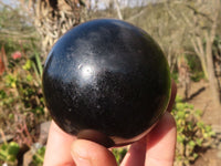 Polished Schorl Black Tourmaline Spheres x 3 From Madagascar