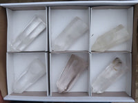 Polished Clear & Smokey Quartz Crystal Points  x 6 From Madagascar - TopRock