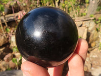 Polished Schorl Black Tourmaline Spheres x 3 From Madagascar