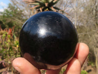 Polished Schorl Black Tourmaline Spheres x 3 From Madagascar