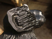 Polished  Black Soapstone Baboon Carving x 1 From Zimbabwe