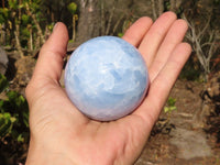 Polished Blue Calcite Spheres x 3 From Ihadilalana, Madagascar