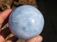 Polished Blue Calcite Spheres x 3 From Ihadilalana, Madagascar