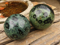 Polished Stromatolite / Kambamba Jasper Spheres  x 2 From Madagascar - Toprock Gemstones and Minerals 