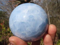 Polished Blue Calcite Spheres x 3 From Ihadilalana, Madagascar