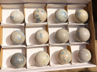 Polished Blue Spotted Spinel Quartz Spheres x 12 From Madagascar