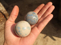 Polished Blue Spotted Spinel Quartz Spheres x 12 From Madagascar